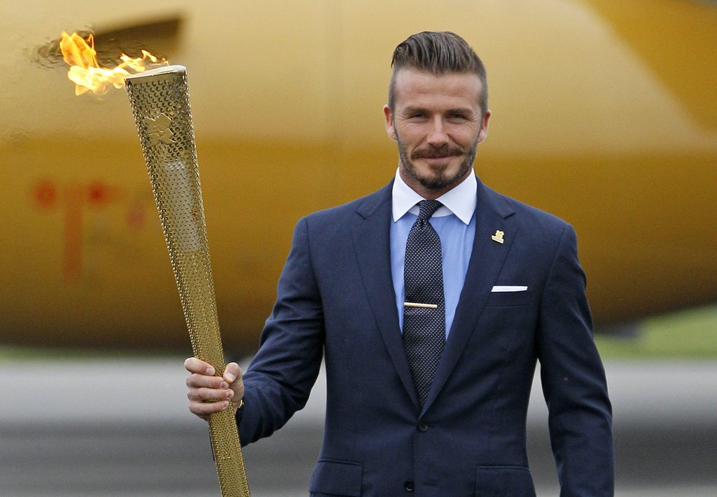 David Beckham avait porté la flamme qui fait actuellement le tour de la Grande-Bretagne.
