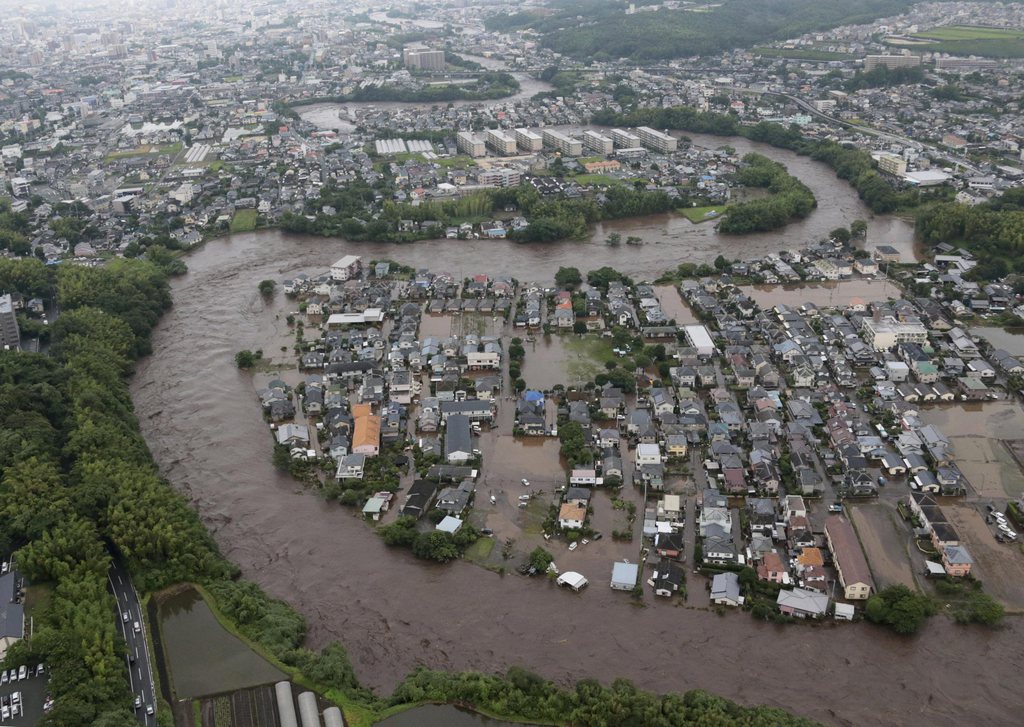 Le sud de l'île de Kyushu a été très durement touché par les pluies.