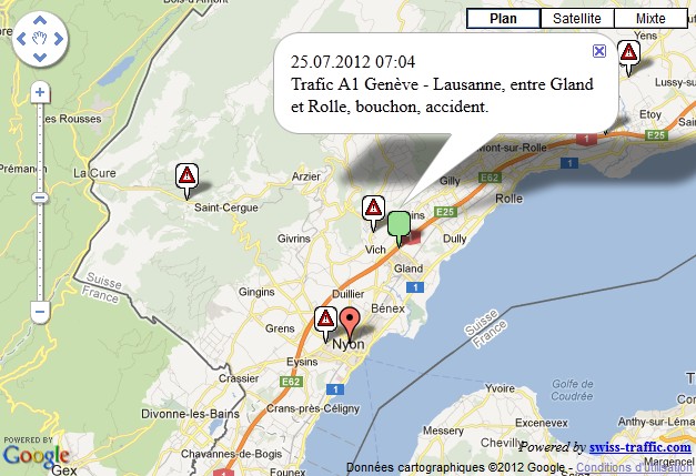 Un accident entre Gland et Rolle provoque des bouchons sur l'A1