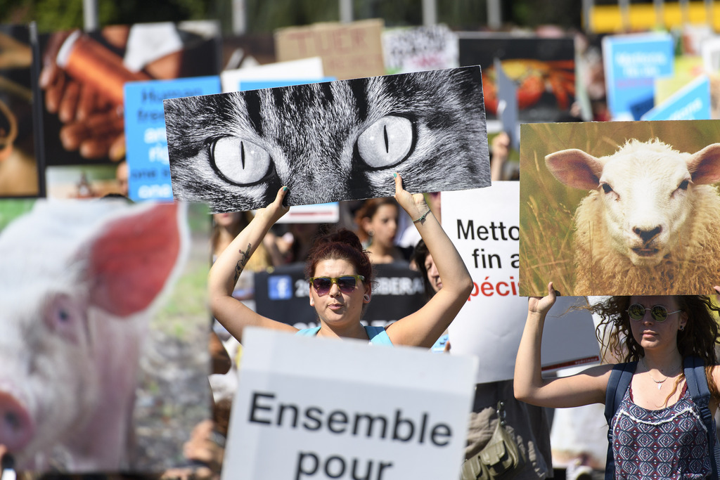 Un millier de manifestants ont défilé à Genève samedi contre le spécisme, une forme de discrimination fondée sur le critère de l'espèce.
