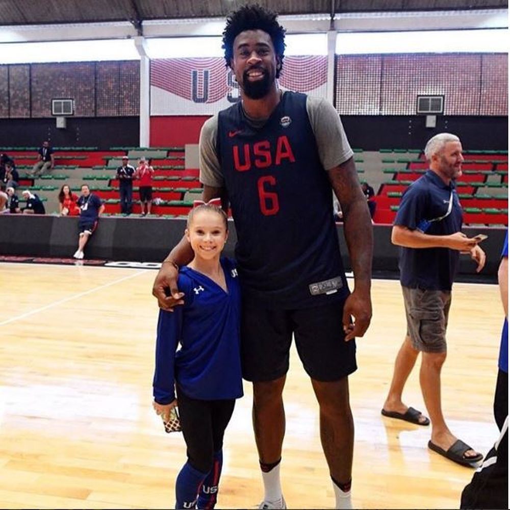 Ragan Smith et DeAndre Jordan, tout sourire, pour la photo la plus insolite de ces Jeux.