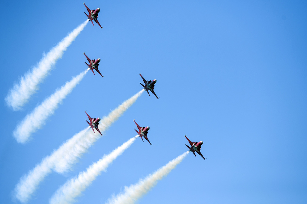 La démonstration de la Patrouille suisse était l'un des temps forts du weekend.