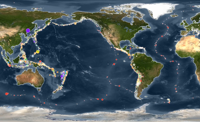 La carte animée montre tous les séismes qui ont touché notre planète en 15 ans.