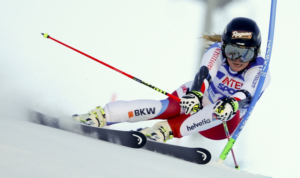 Lara Gut s'est hissée sur le podium samedi à Sestrières.