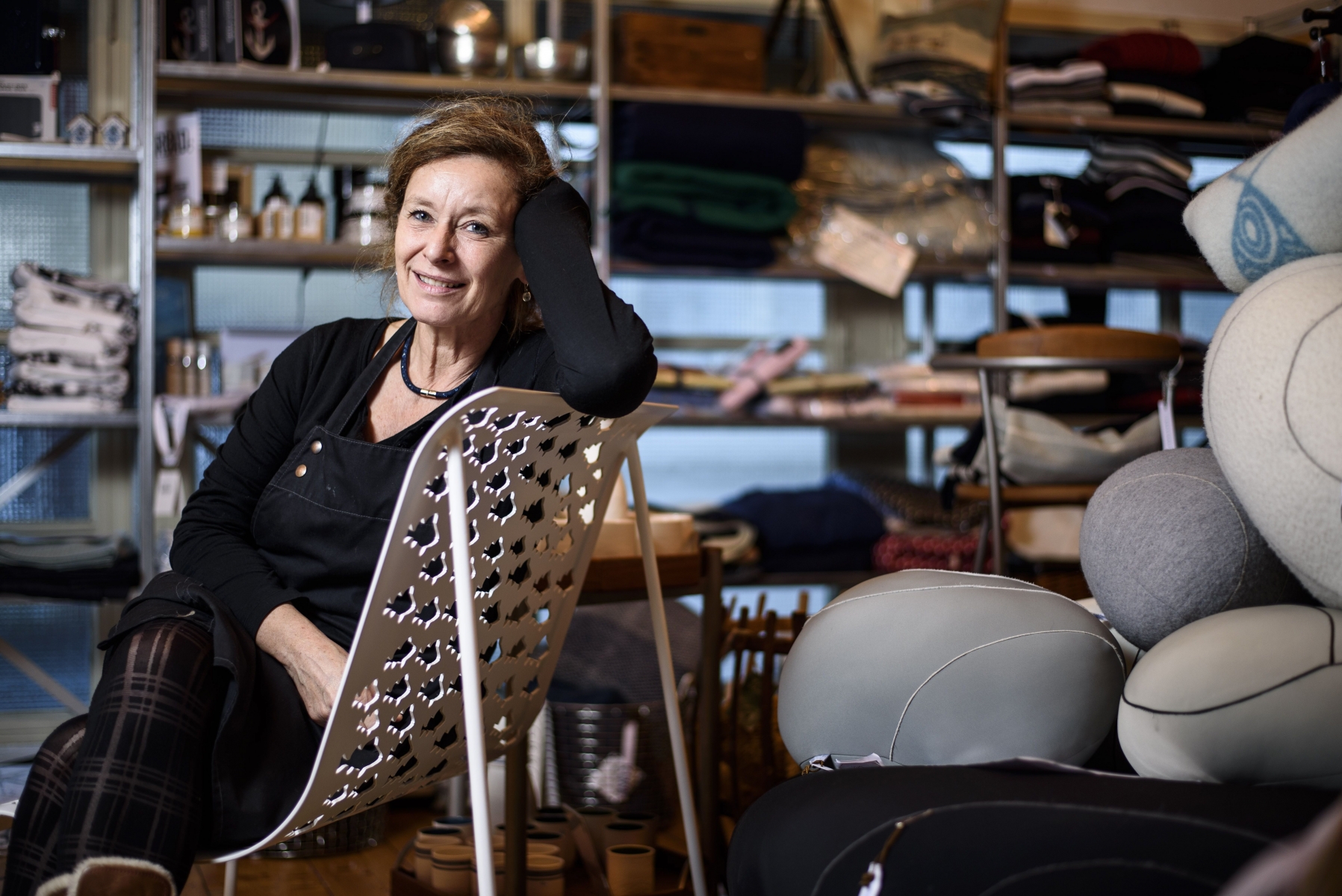 Morges, le 30 novembre 2016, portrait d'Isabelle Klein qui fête les 25 ans de sa boutique K-Line à Morges, boutique spécialisé dans les cadeaux marins et la décoration d'intérieur, photos Cédric Sandoz