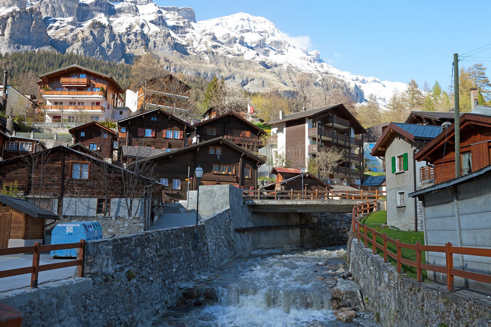 Leukerbad village, canton of Valais in Switzerland. Leukerbad village, canton of Valais in Switzerland.