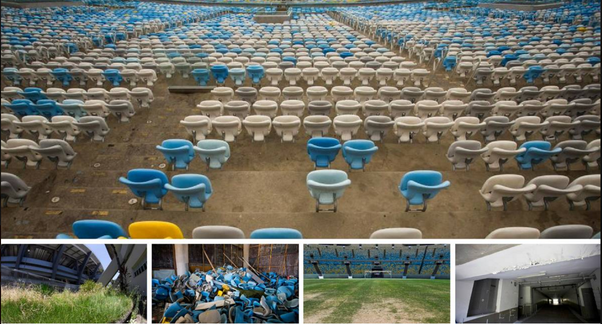 Le stade a été pillé et s'est transformé en décharge.