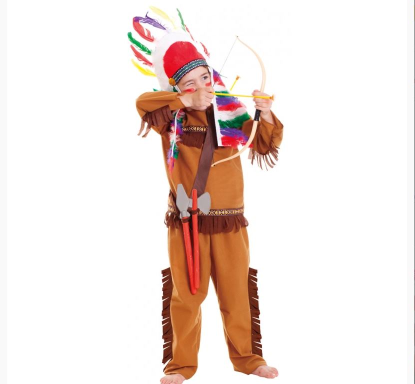 Le costume « Native American Role Play » est composé de 7 pièces, dont seule la coiffe est dangereuse.