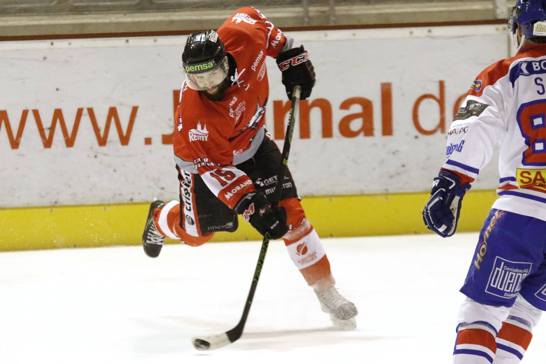 Morges, Patinoire des Eaux, Samedi 25 février 2017, Hockey sur glace, 1re ligue, Play-off, 1/2 finale, acte I, Star Forward vs Guin, Numéro 15 de Star Forward Parmigiani Orlando, Photos Céline Reuille