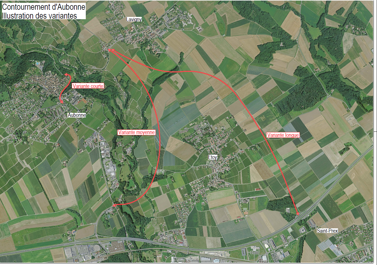 Les trois variantes possibles pour ne plus engorger le bourg.