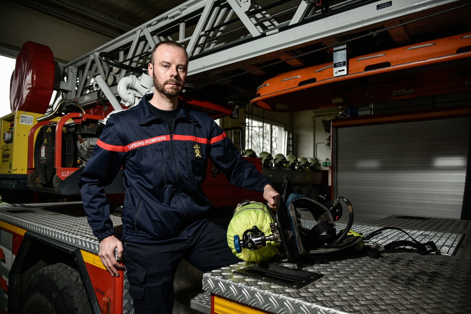 Morges, mardi 21 mars 2017, Caserne des pompiers, SIS Morget, portrait du nouveau responsable de la formation, Stéphane Martin, photos Cédric $andoz