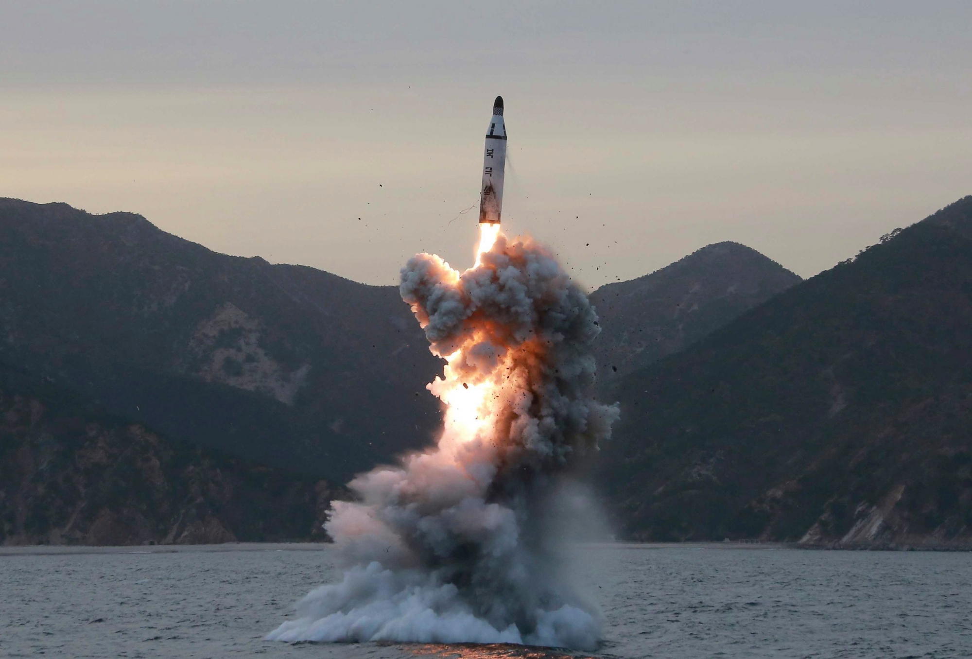 epa05862569 (FILE) - An undated file photo released by the North Korean Central News Agency (KCNA), the state news agency of North Korea, shows an 'underwater test-fire of strategic submarine ballistic missile' conducted at an undisclosed location in North Korea (reissued 22 March 2017). According to media reports quoting a spokesman of the South Korean Defense Ministry, North Korea has test-fired several missiles in a suspected failed test on 22 March. The exact number or type of missiles being fired was not immediately known. US military announced on 21 March that they expected North Korea to perform missile tests in the following days. North Korea is under tough UN sanctions following its recent nuclear and missile tests at a moment of great tension in the Korean peninsula.  EPA/KCNA   EDITORIAL USE ONLY (FILE) NORTH KOREA DEFENSE MISSILE TEST