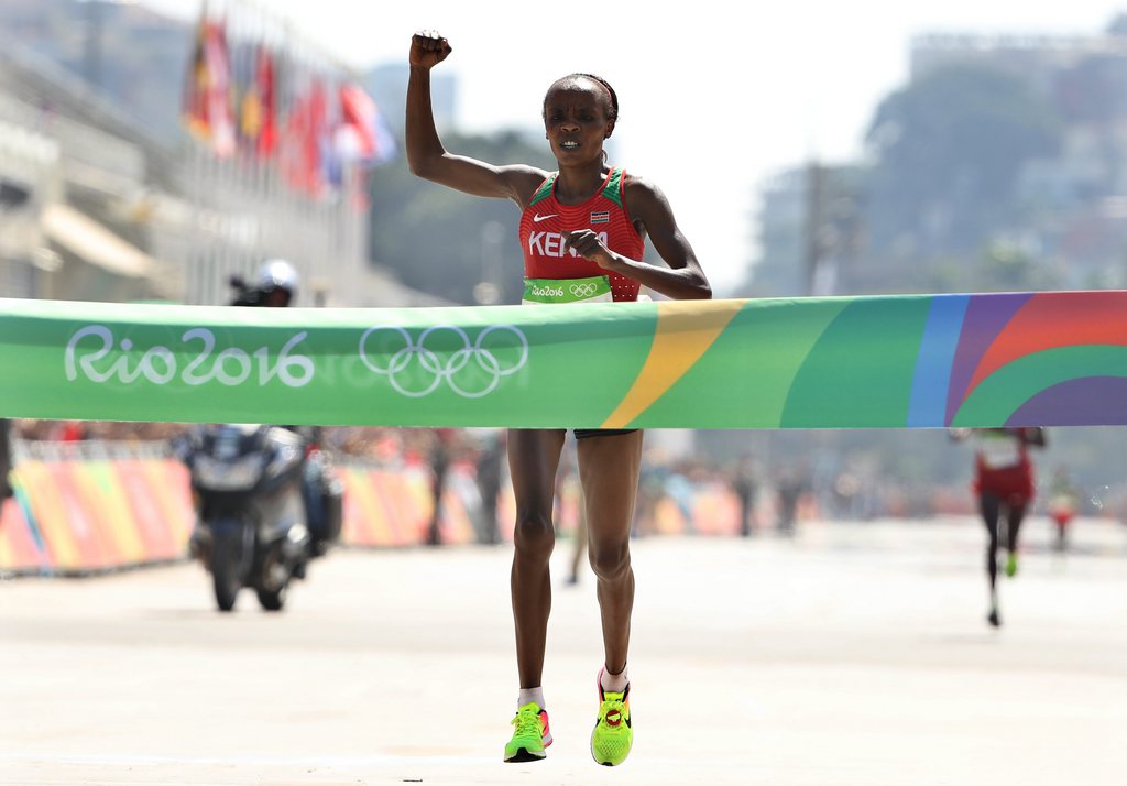 Jemima Jelagat Sumgong avait remporté le titre olympique à Rio, avant de s'imposer au marathon de Londres.