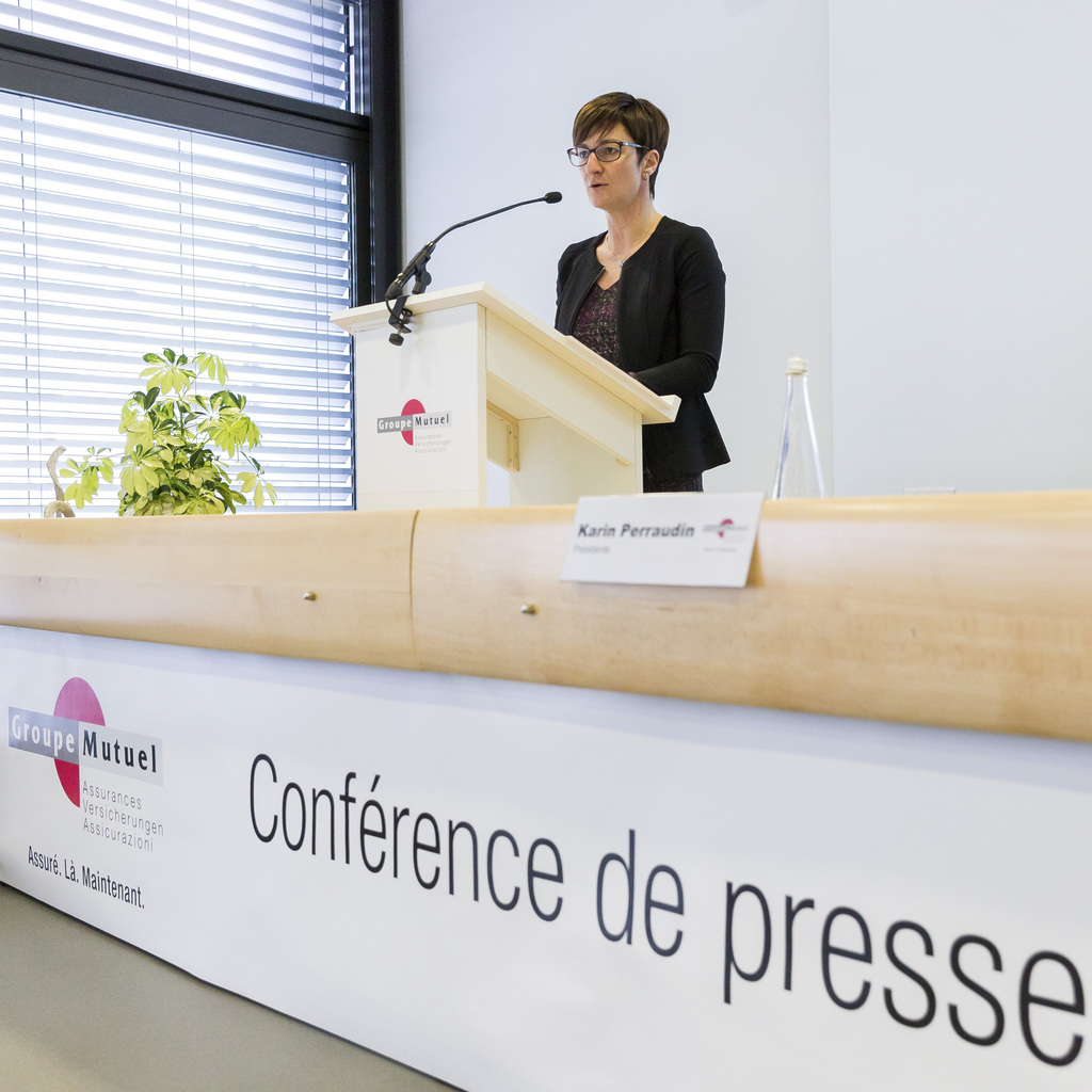 Karin Perraudin, présidente du Groupe Mutuel, a présenté des chiffres presque à l'équilibre, ce jeudi, à Martigny.