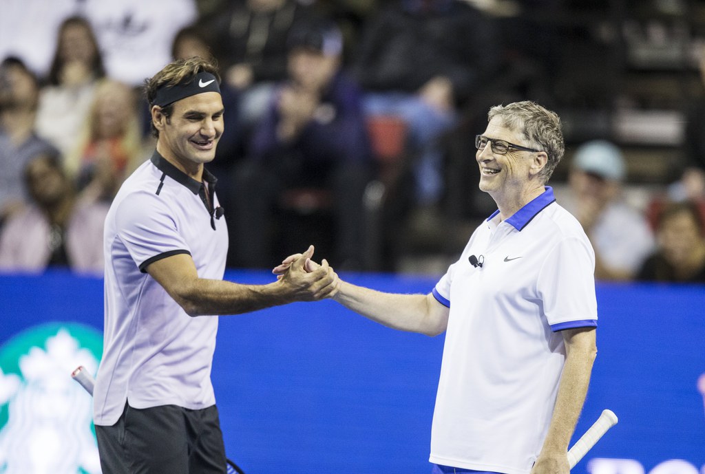 Roger Federer et Bill Gates ont pris beaucoup de plaisir sur le court.
