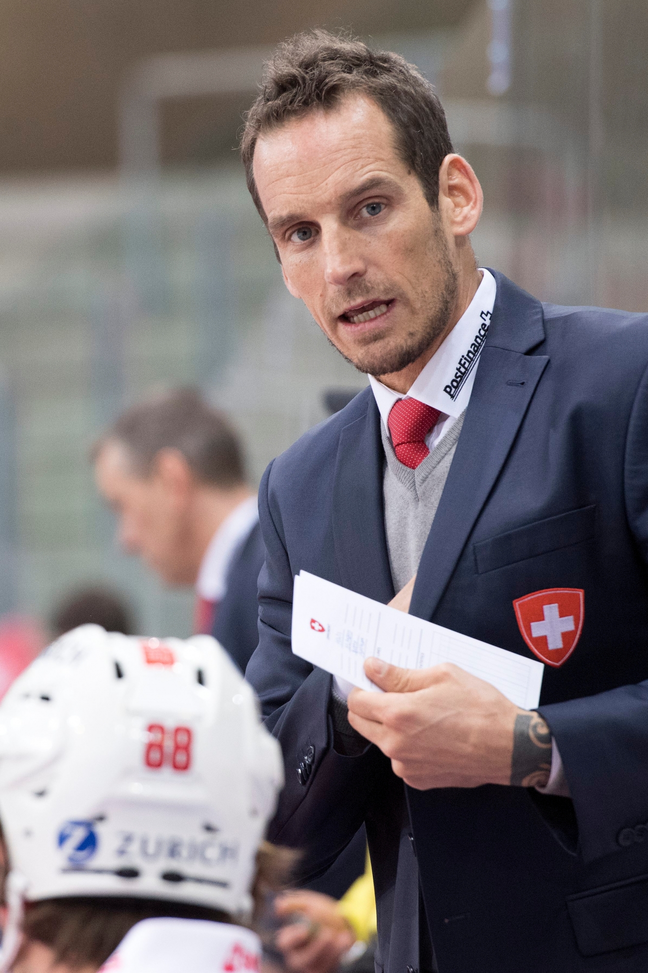 Patrick Fischer, head coach of Switzerland national ice hockey team, during a friendly ice hockey game between Switzerland and Russia, at the Tissot Arena in Bienne, Switzerland, this Saturday, 22. April 2017. (KEYSTONE/Anthony Anex) SWITZERLAND RUSSIA ICE HOCKEY