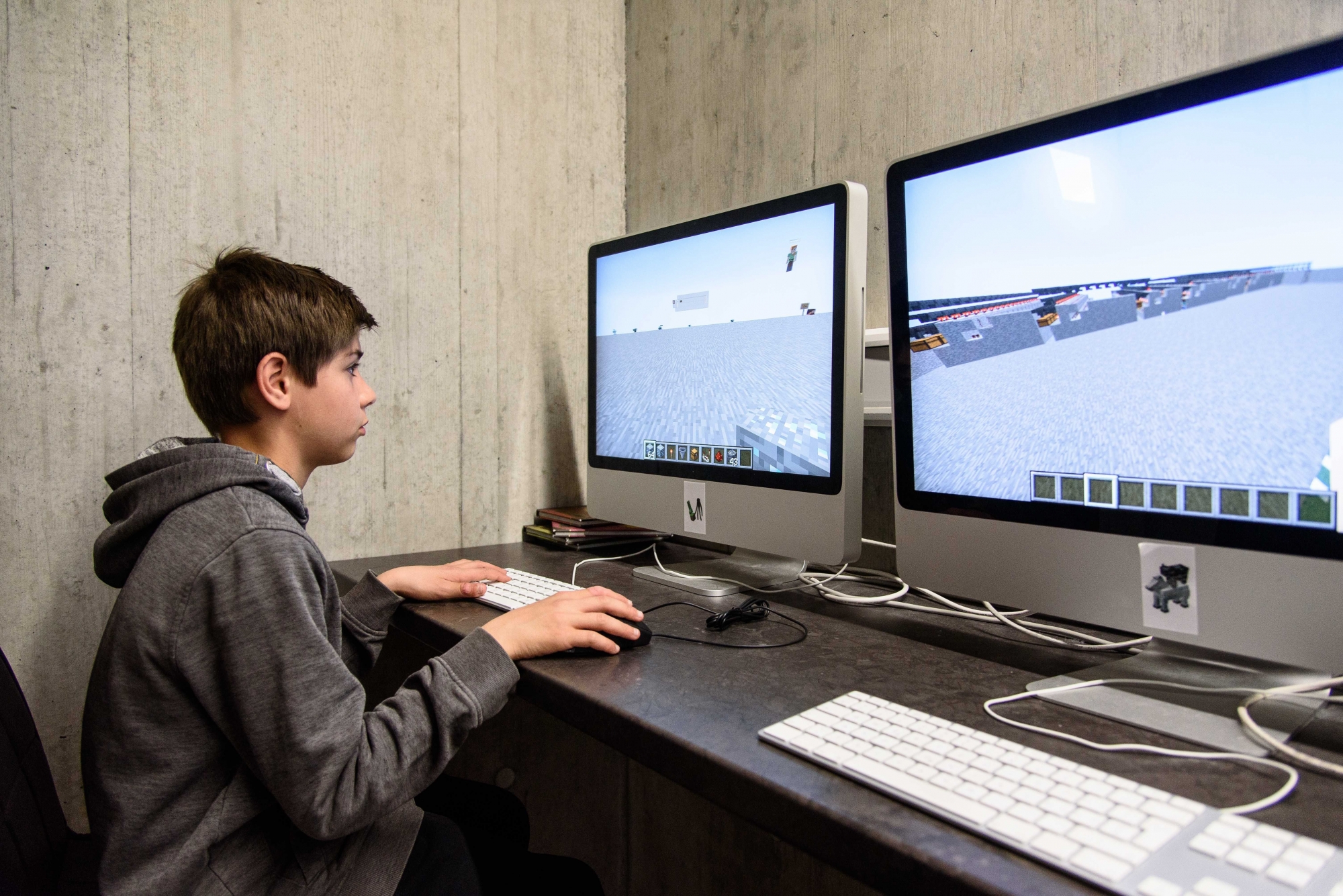 Rolle, samedi 30 avril 2017, Fête de l'Energie, Collège du Martinet, SESAME, création d'une machine de tri virtuelle à l'aide du jeu vidéo Minecraft, Anthony Borrini, photos Cédric Sandoz