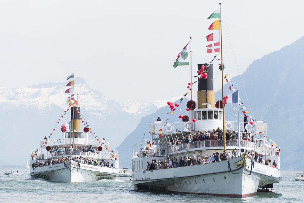 La parade navale s'est déroulée au large de Cully et des coteaux viticoles de Lavaux. 