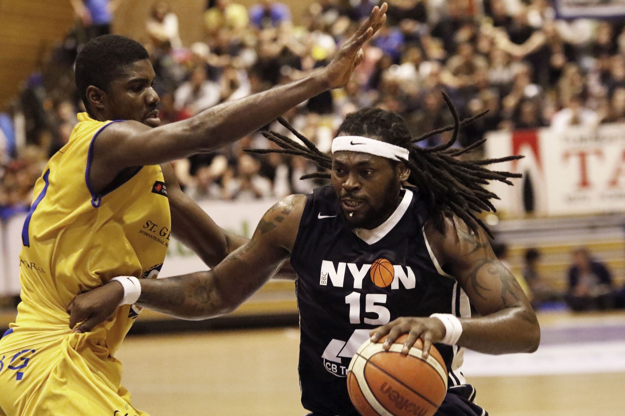 Vevey, Galeries du Rivage, Samedi 6 mai 2017, Basketball, LNB, play-off, finale, acte 1, Vevey vs Nyon, Numéro 15 de Nyon Lanisse Gino, Photos Céline Reuille