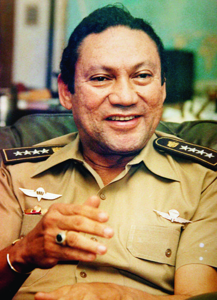 FILE - In this Nov. 8, 1989 file photo, Panamanian military strongman Gen. Manuel Noriega talks to reporters in Panama City. Panama's ex-dictator Noriega died Monday, May 29, 2017, in a hospital in Panama City. He was 83. (AP Photo, File) Panama Noriega Obit