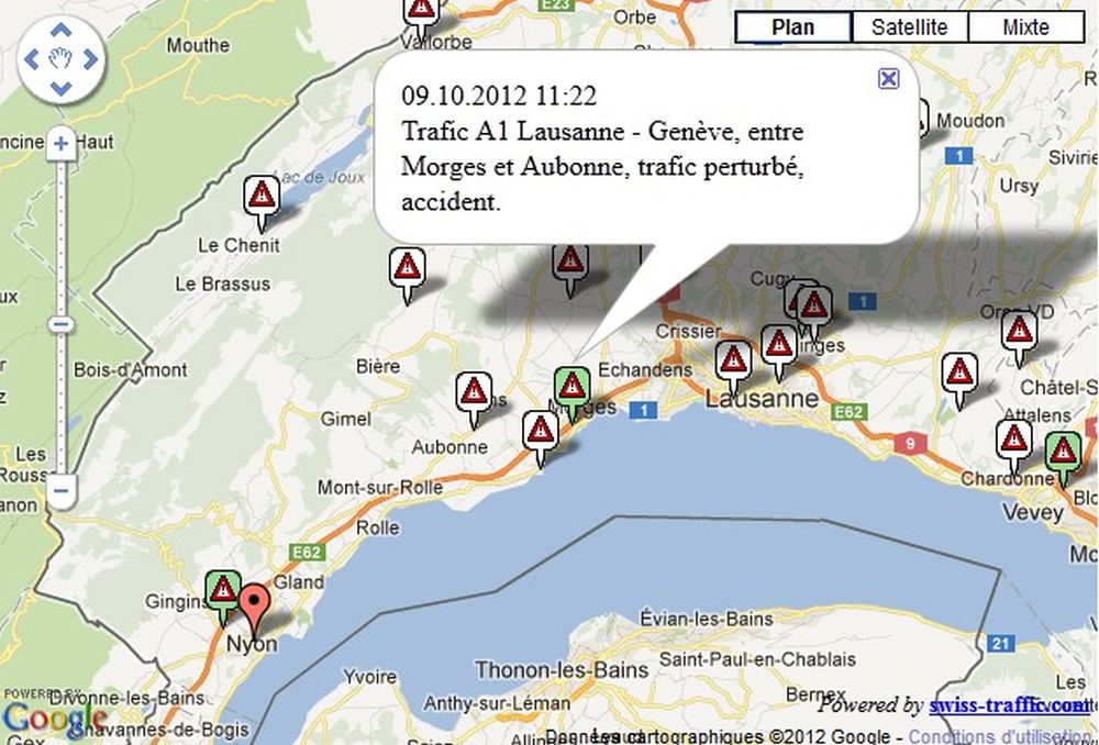 Un accident qui s'est produit ce jeudi 23 août à 12h35 à la hauteur de Morges perturbe le trafic de l'autoroute dans le sens Genève Lausanne.