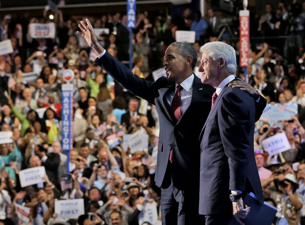 Clinton président passé, Obama président présent et peut-être futur à Charlotte lors de la convention nationale des démocrates. 