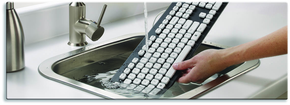 Le nouveau clavier conçu par le Morgien Logitech sera lavable à l'eau. Il devrait être disponible en octobre en Suisse.