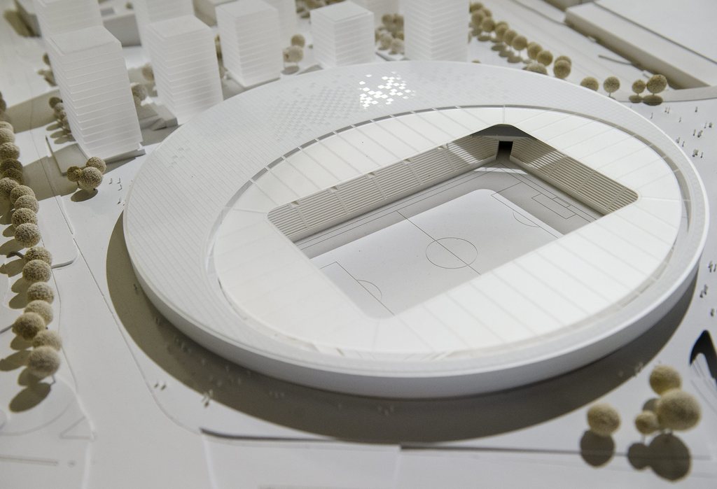 Le stade de football aux Prés-de-Vidy (ici la maquette du projet primé) pourrait être remplacé par un écoquartier dans le cadre du projet Métamorphose à Lausanne.