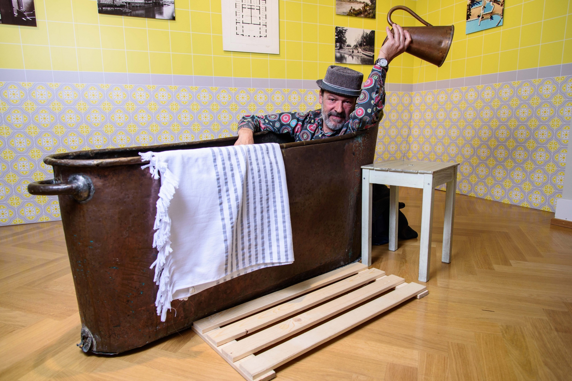 Nyon, mercredi 8 juin 2017, portrait de Patrick Chambaz, papa de la Ruche à Paléo, réalisé au Musée du Léman, photos Cédric Sandoz