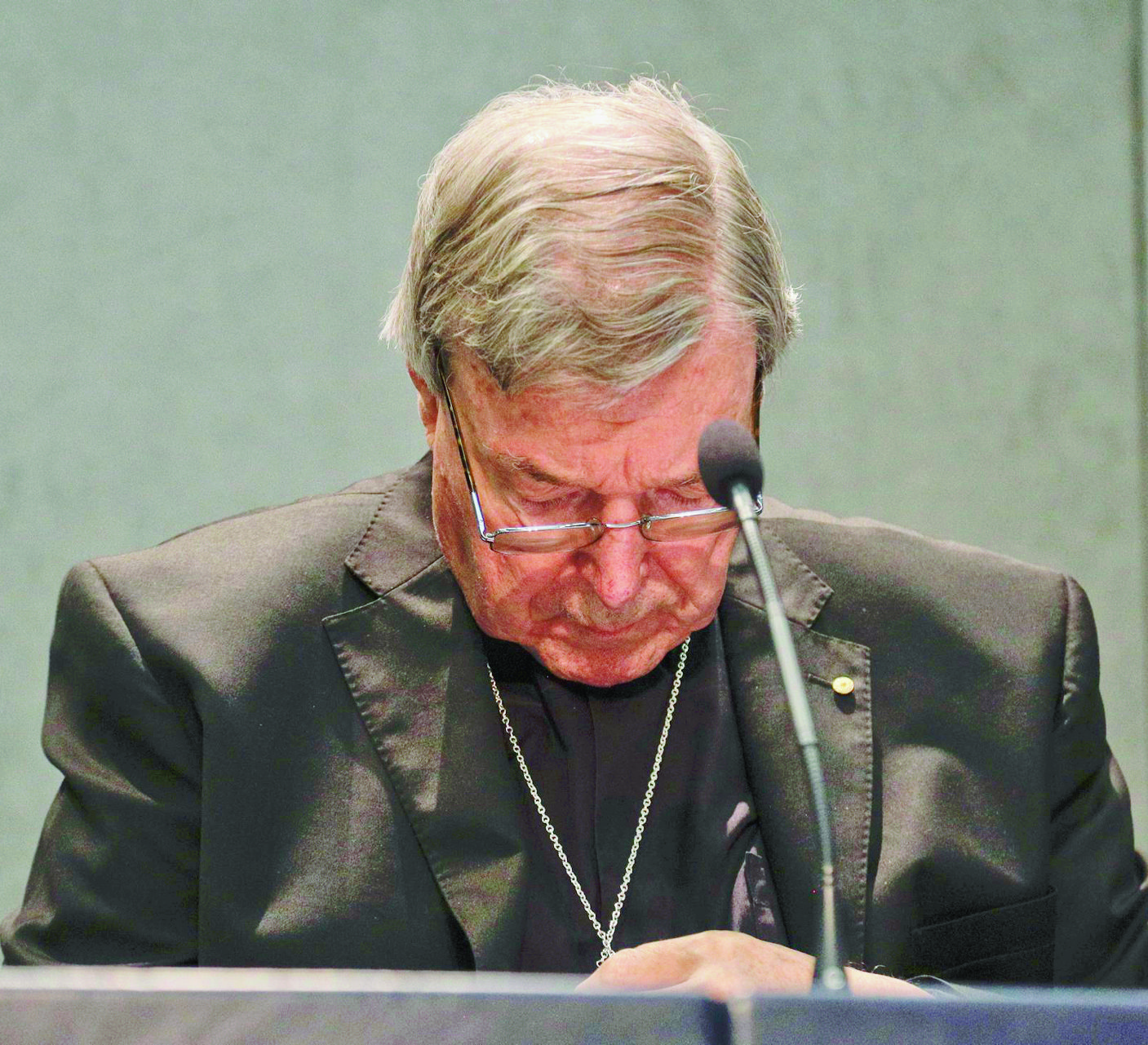 Cardinal George Pell meets the media, at the Vatican, Thursday, June 29, 2017. The Catholic Archdiocese of Sydney says Vatican Cardinal George Pell will return to Australia to fight sexual assault charges as soon as possible. (AP Photo/Gregorio Borgia) APTOPIX Vatican Pell