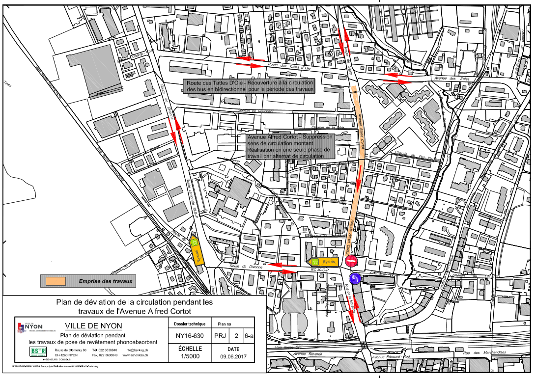 Plan de déviation de l’avenue Alfred-Cortot 