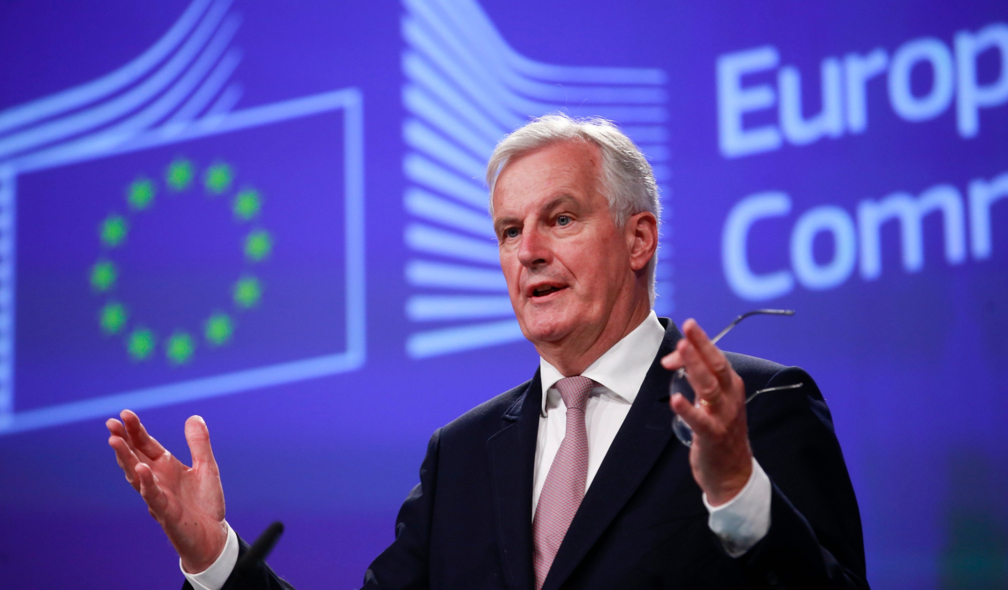 epa06082702 Michel Barnier, the European Chief Negotiator of the Task Force for the Preparation and Conduct of the Negotiations with the United Kingdom under Article 50, gives a press conference on the status of the negotiations, in Brussels, Belgium, 12 July 2017.  EPA/OLIVIER HOSLET BELGIUM EU BREXIT NEGOTIATIONS