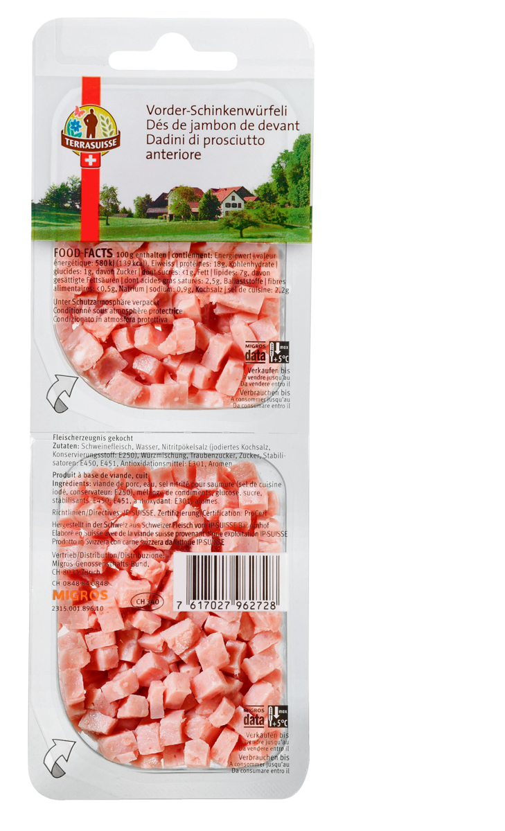 Deux types de dés de jambon sont concernés dont les produits de la gamme TerraSuisse.