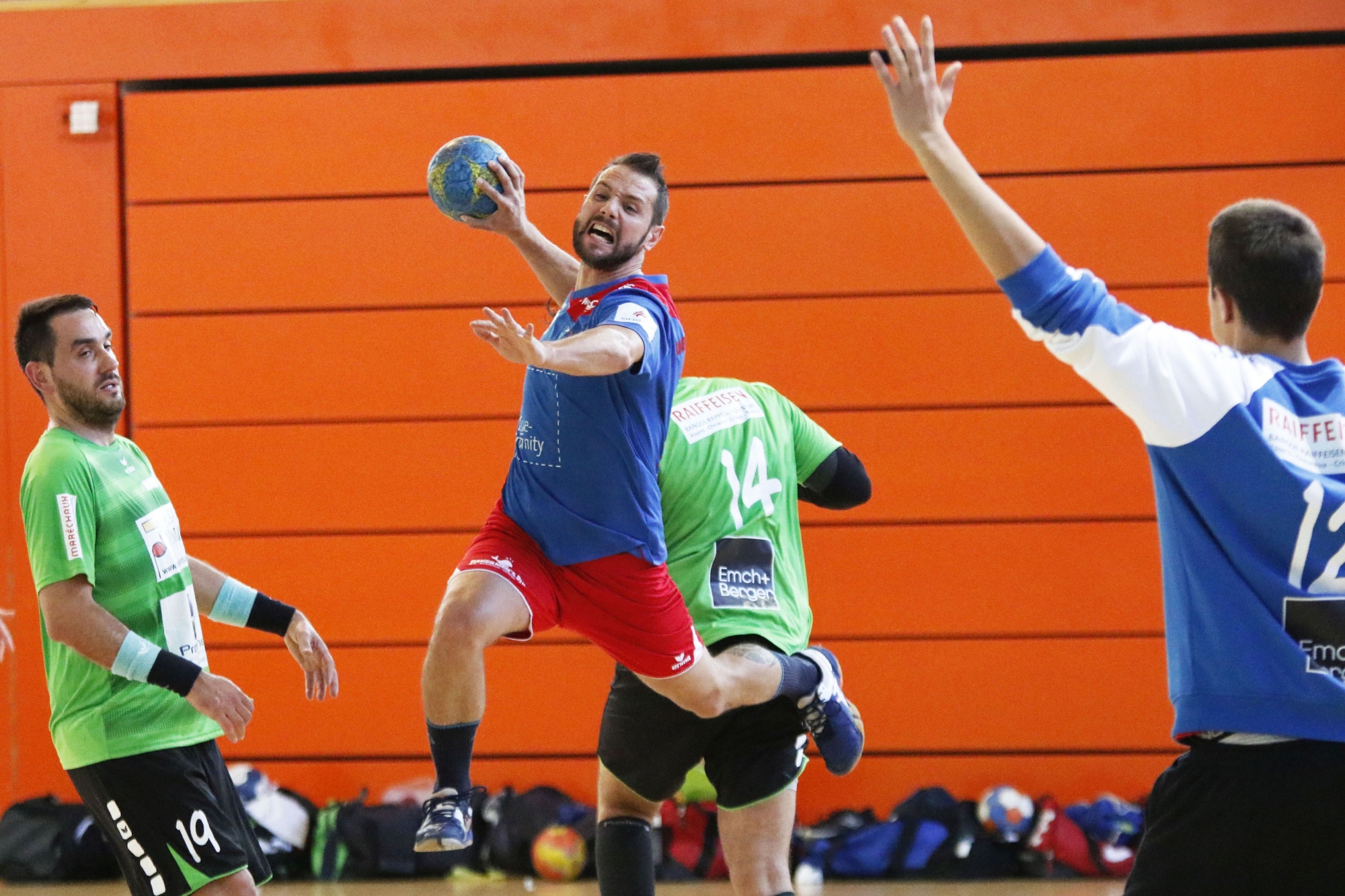 Nyon, Rocher, Dimanche 24 septembre 2017, Handball, 1ere ligue, Nyon vs West, Numéro 12 Nyon Recchia Mike, Photos Céline Reuille