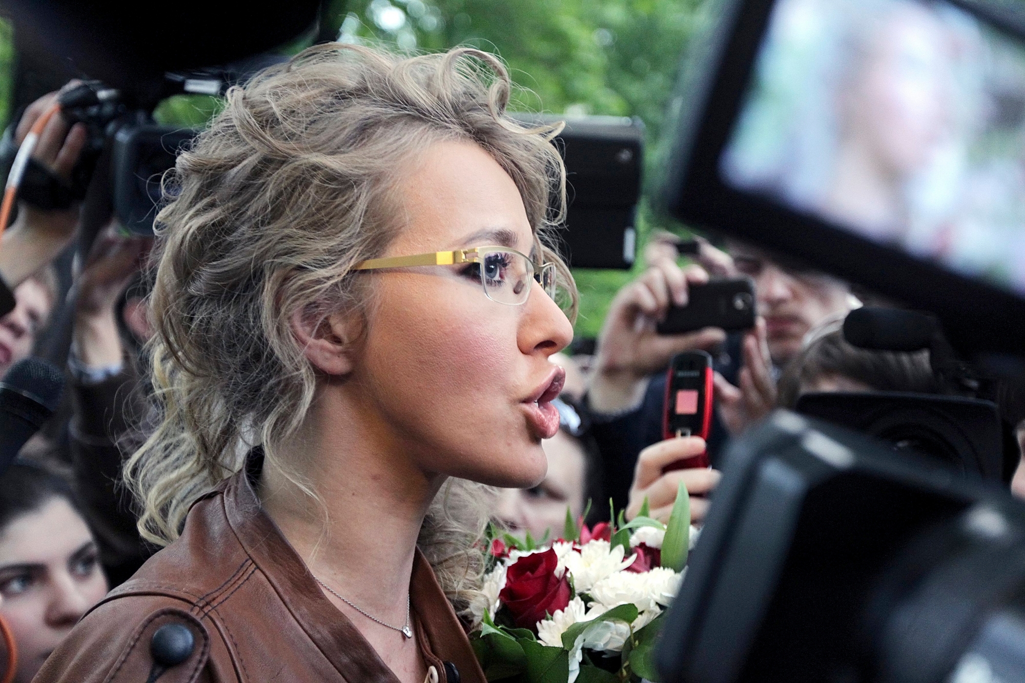 epa06274164 (FILE) File picture dated 11 May 2012 shows TV host and opposition activist Ksenia Sobchak during a protest against the inauguration of Vladimir Putin, in Moscow, Russia (reissued 18 October 2017). Ksenia Sobchak announced her decision to run for president of Russia in the March 2018 presidential election.  EPA/MAXIM SHIPENKOV (FILE) RUSSIA SOBCHAK