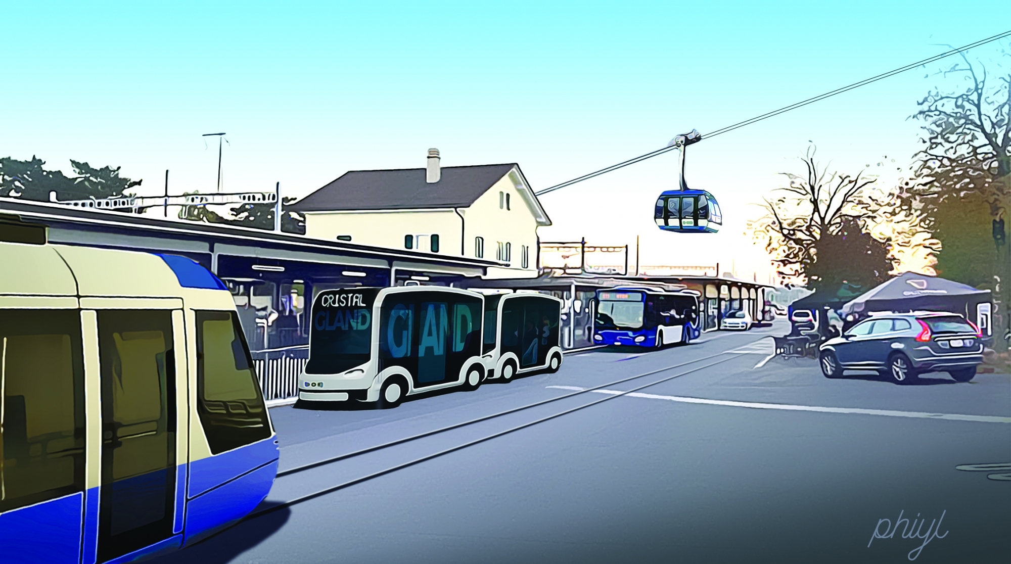 Un tram, une télécabine, des bus ou des navettes autonomes. Autant de moyens grâce auxquels Gland rêve sa mobilité du futur.