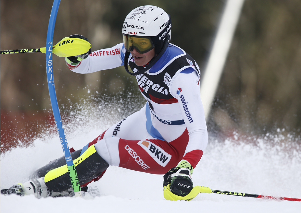 Switzerland's Wendy Holdener competes during an alpine ski, women's World Cup slalom in Zagreb, Croatia, Wednsday, Jan. 3, 2018. (AP Photo/Giovanni Auletta)