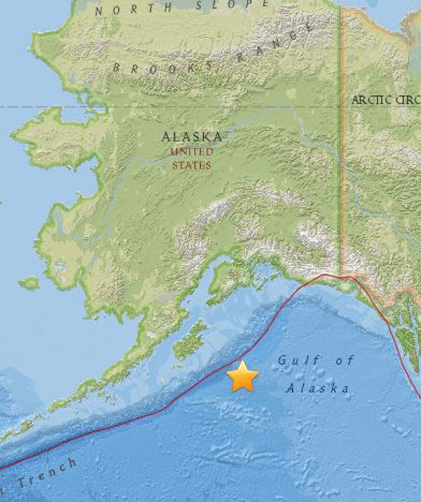 La séisme a été localisé à 256 km au sud-est de la côte de l'Alaska.