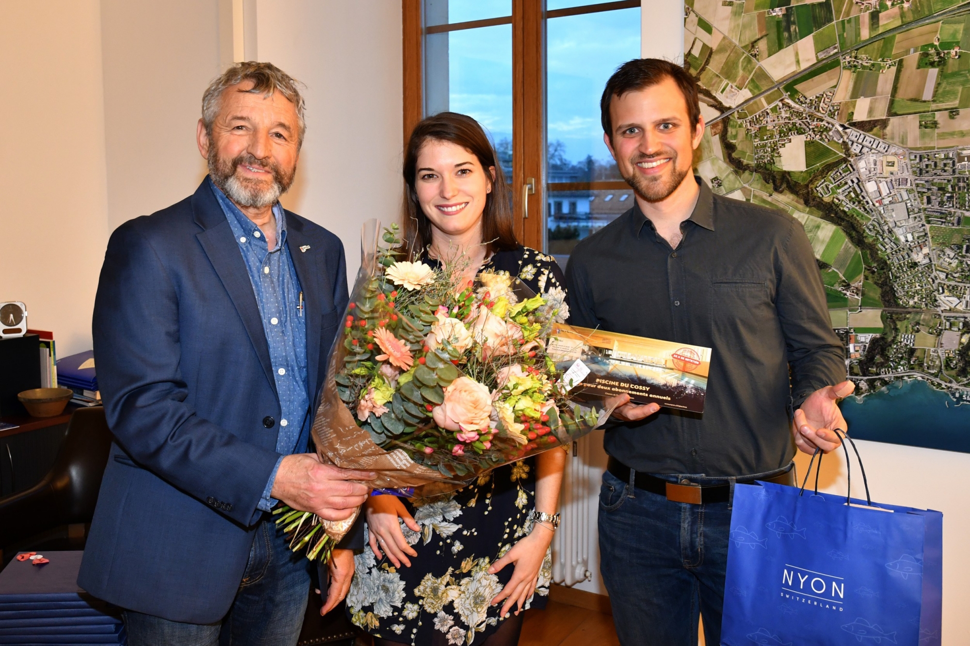 Coralie Vuilloud et son ami Yannick Tona ont été reçus par le syndic Daniel Rossellat