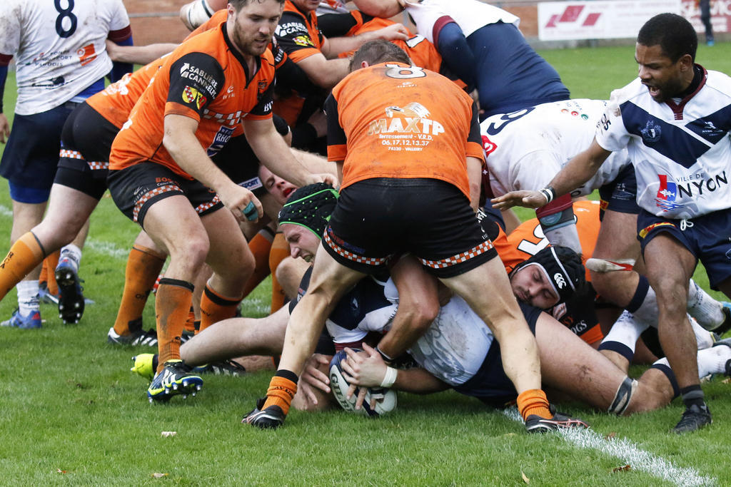 Vainqueur 47-0 d’Avusy à Colovray le 22 octobre (photo) les Nyonnais ont eu la vie moins facile en terre genevoise.