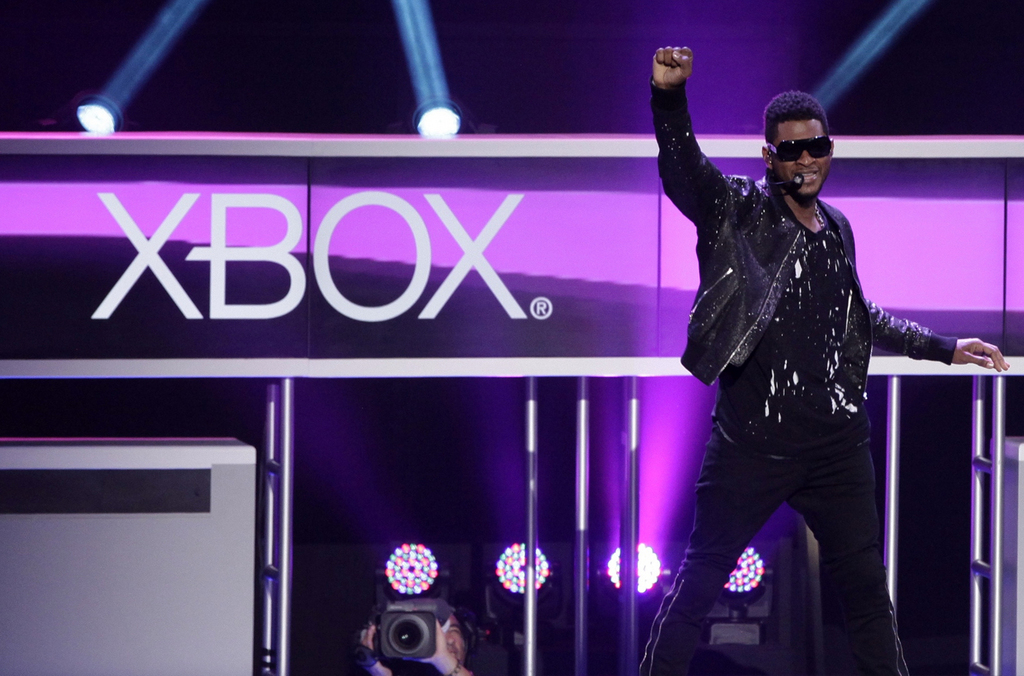 Singer Usher performs to introduce Xbox 360 music video game 'Dance Central Three' for the Xbox 360 with Kinect, at the Microsoft Xbox E3 2012 media briefing in Los Angeles, Calif., Monday, June 4, 2012. The 2012 E3 Electronic Entertainment Expo runs from June 5-7 in Los Angeles. ( AP Photo/Damian Dovarganes)