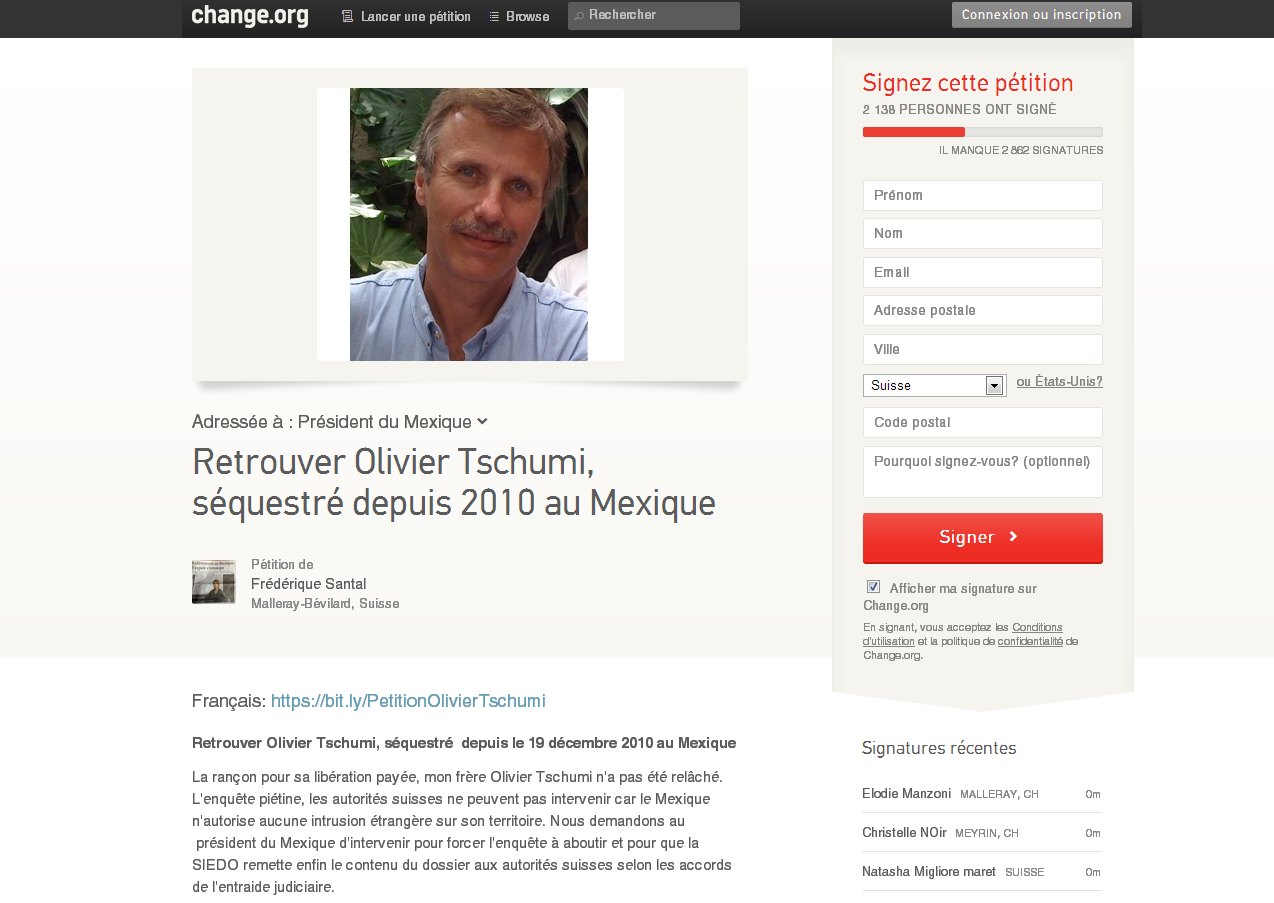 La pétition pour retrouver Olivier Tschumi a déjà récolté plus de 2100 signatures. 