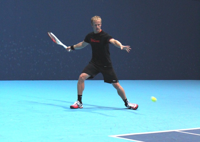 Stéphane Bohli lors d'un entraînement au Challenger de Genève.