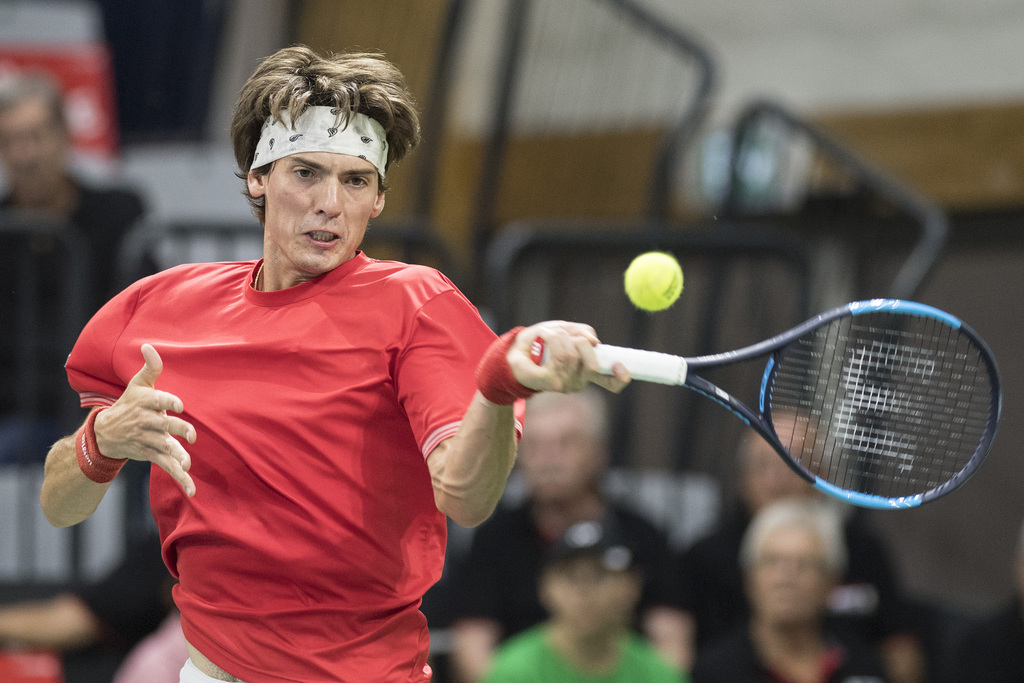 Marc-Andrea Hüsler (ATP 386) a vécu un calvaire pour sa première titularisation en simple en Coupe Davis.