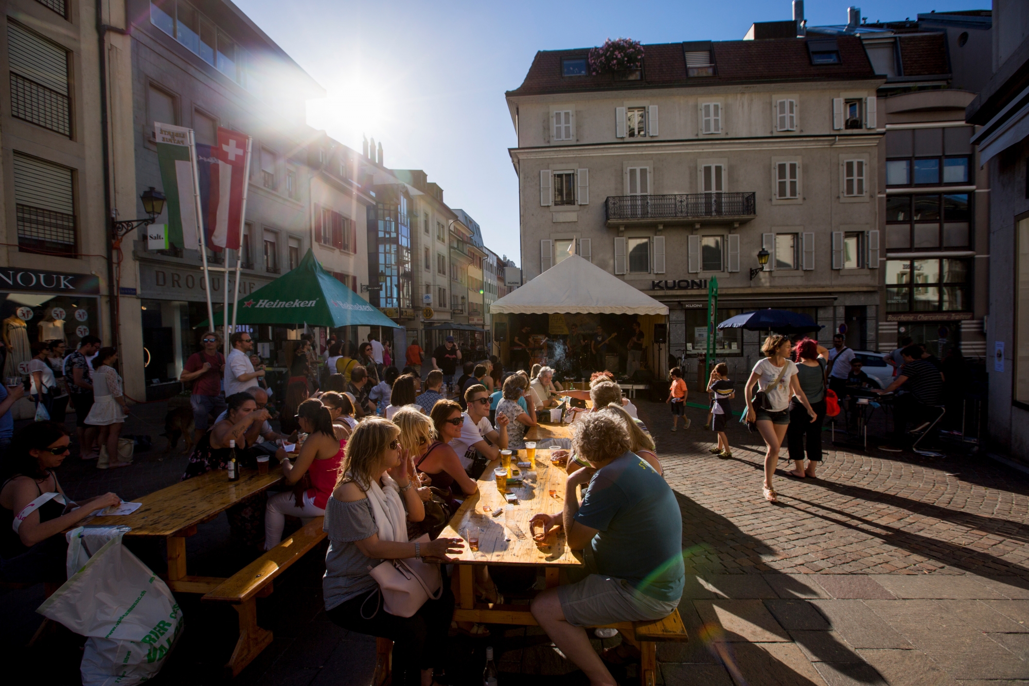 La place Saint-Martin, à Nyon, lors de la Fête de la Musique.