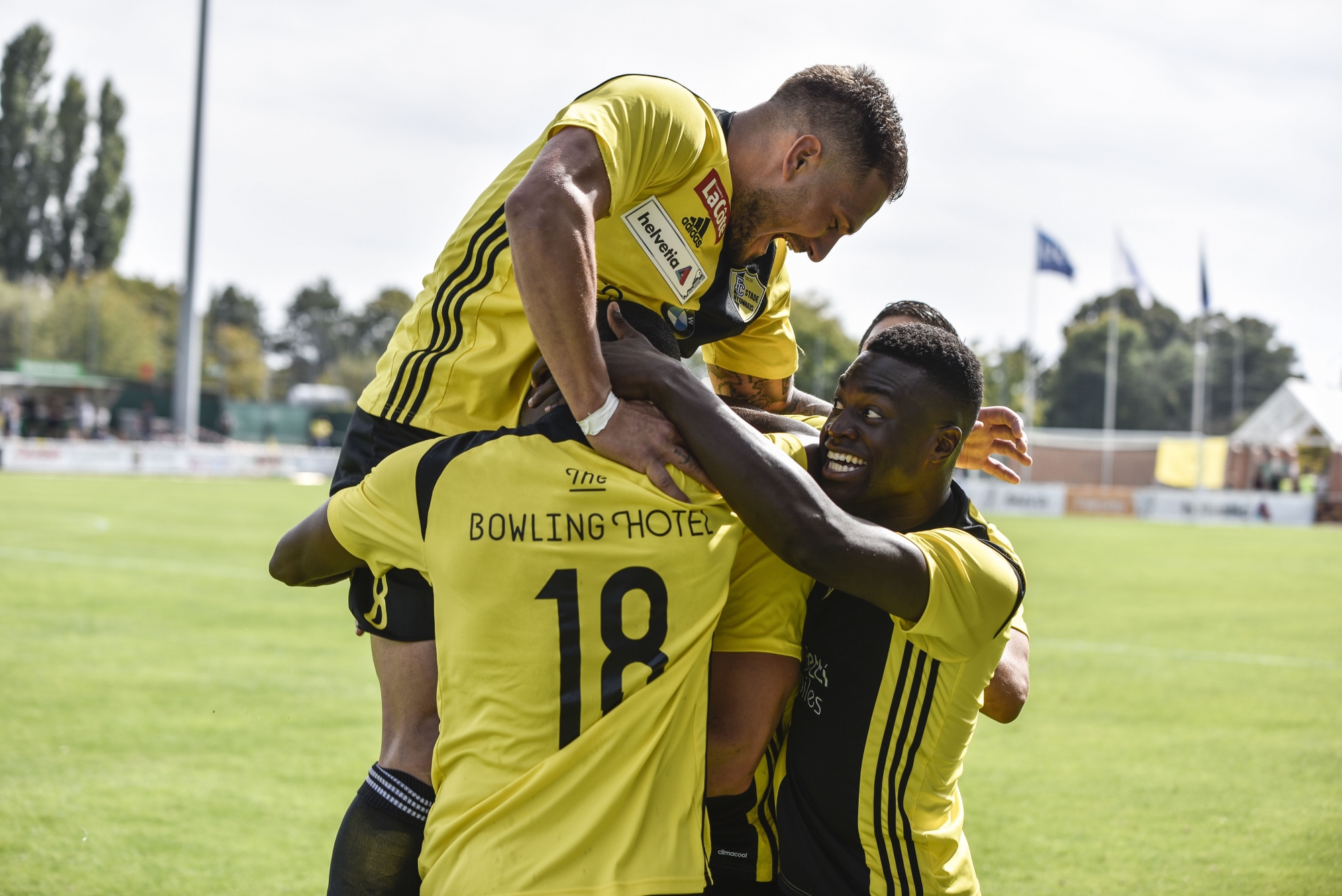 C'est la joie dans le camp du Stade après la large victoire obtenue à Wohlen.