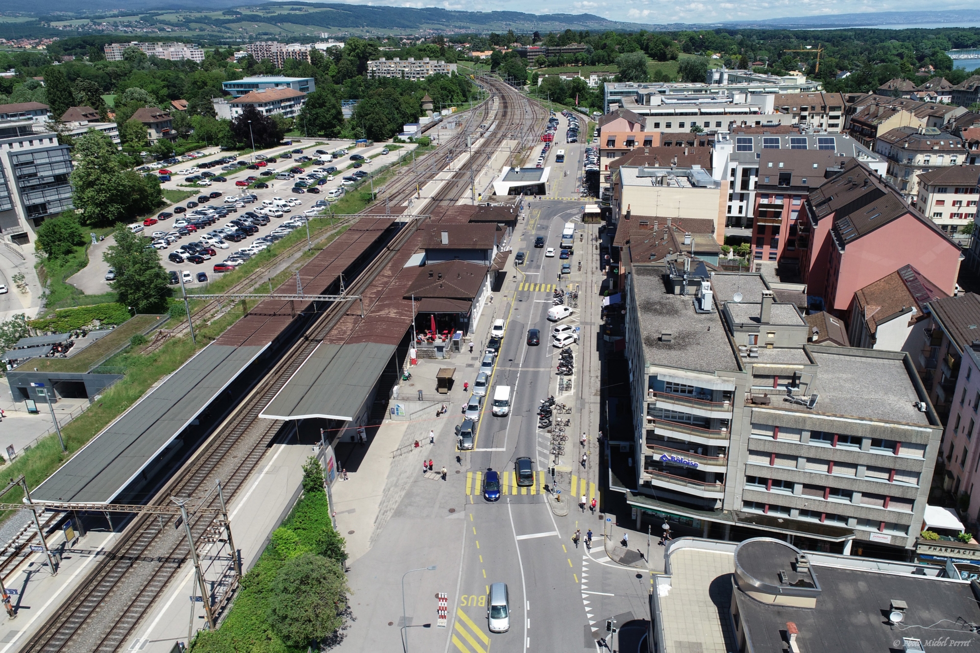 Une vue aérienne de la place de la Gare, qui sera transformée.