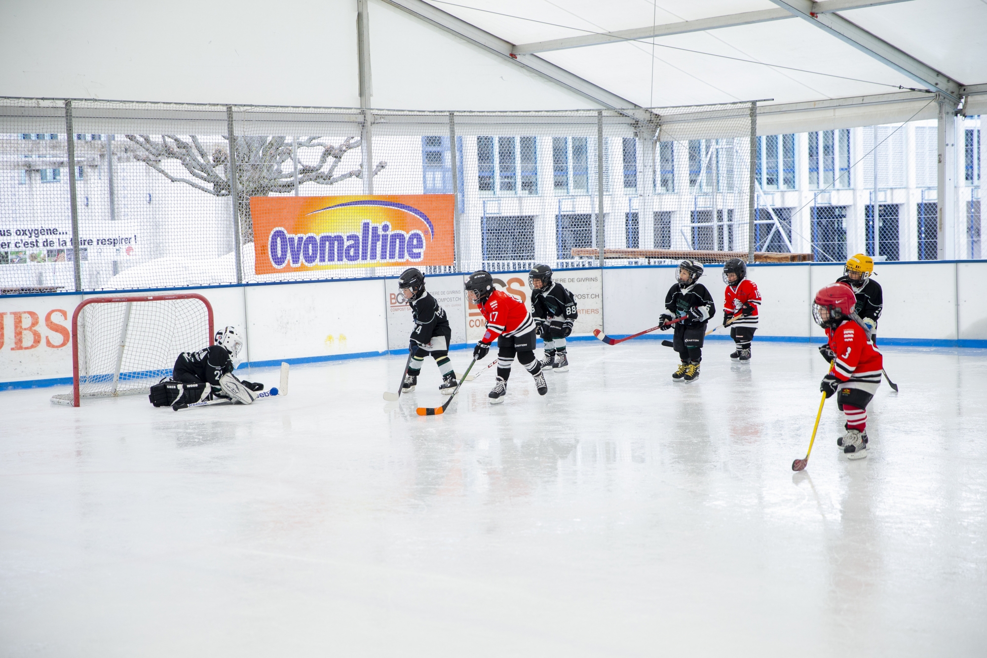 Les p'tites têtes blondes de sept écoles de hockey (ici celles du HC Yverdon-les-Bains contre leurs homologues du HC Forward Morges) n'ont pas boudé leur plaisir sur la glace glandoise.