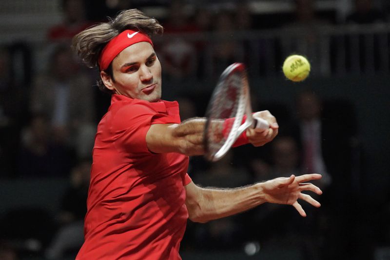 Fribourg, Forum, Vendredi 10 Février 2012, Coupe Davis, Roger Federer s'est incliné face à John Isner 6-4 3-6 6-7 (5/7) 2-6.
