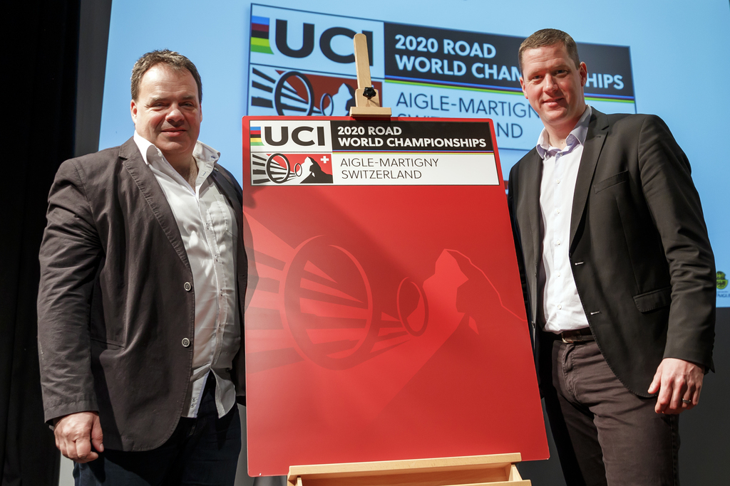 Alexandre Debons et Gregory Devaud, les deux co-préisdents de l'Association pour l'organisation des Championnats du Monde Route UCI 2020, composée de privés et de professionnels.